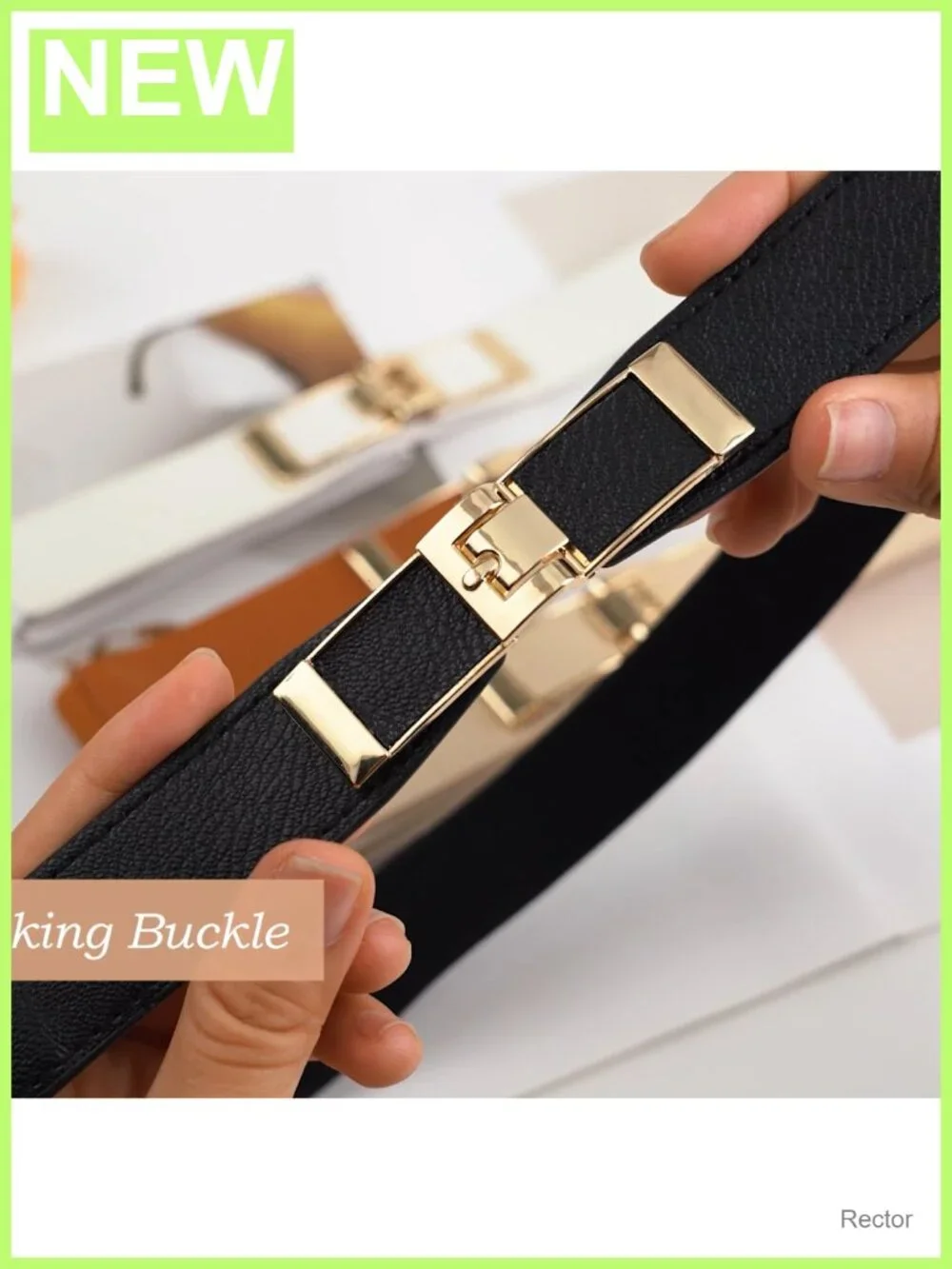 2 Pack Women Skinny Elastic Stretch Belt with Gold Buckle for Dresses Suits